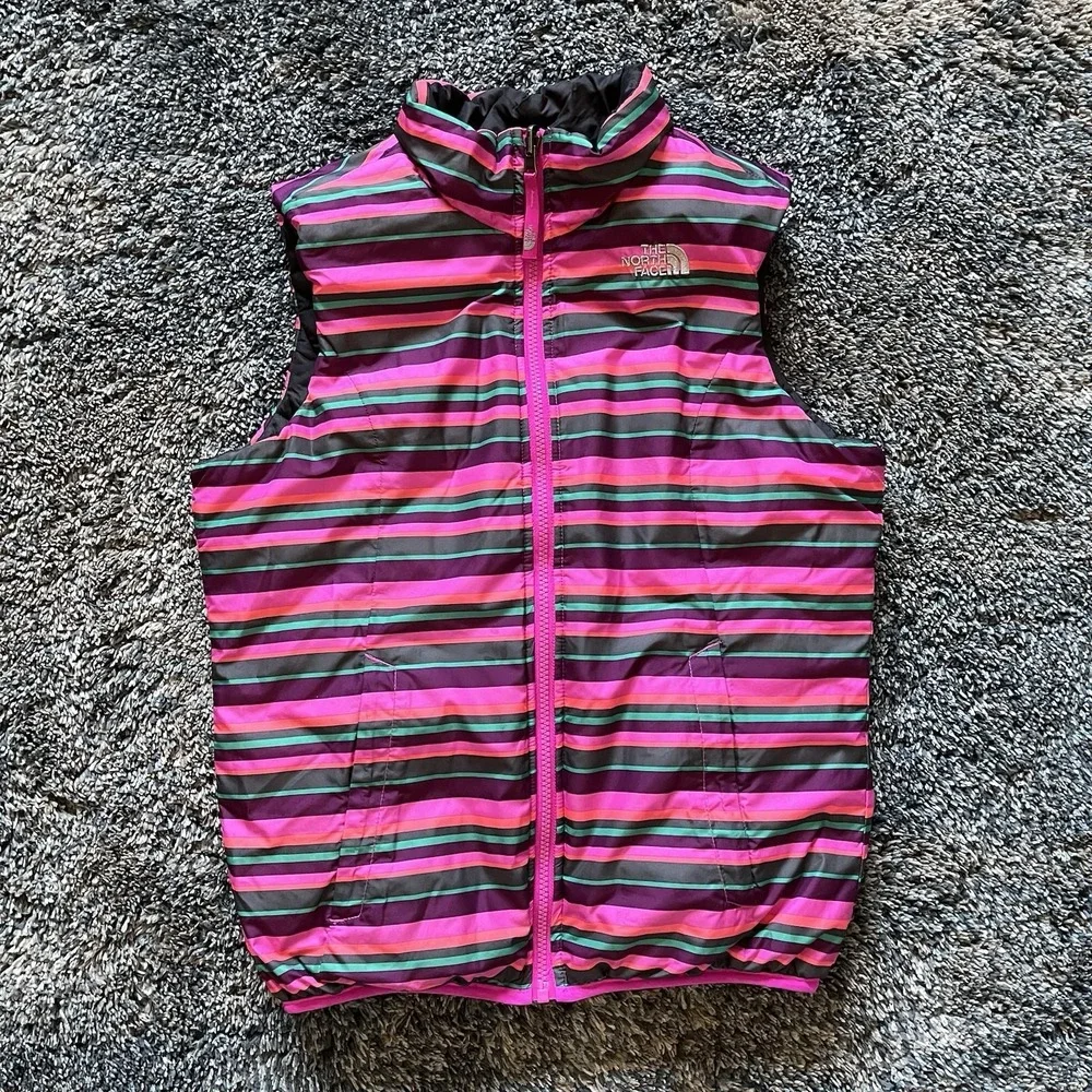 The North Face Girls Quilted Reversible Vest Pink Size L Polyester‎